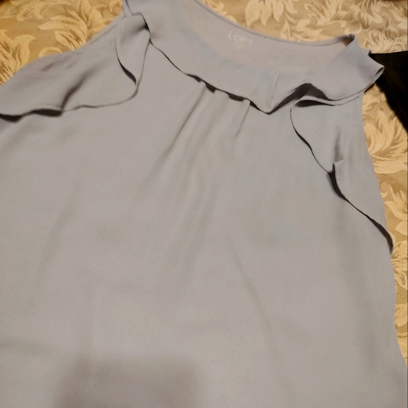 🩶Loft Dainty Soft French Silver Platinum Ruffled Organza Camisole Tank Top - LP - Picture 6 of 14